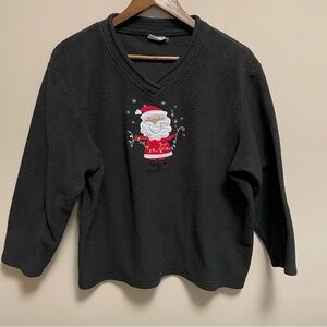 Vintage 90s Accent Fleece Santa Long Sleeve Sweatshirt Women’s L